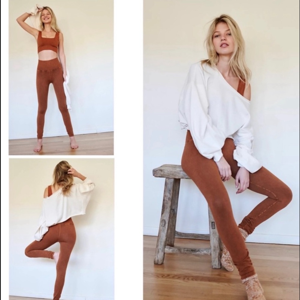 High-rise, free people good karma leggings in dark copper